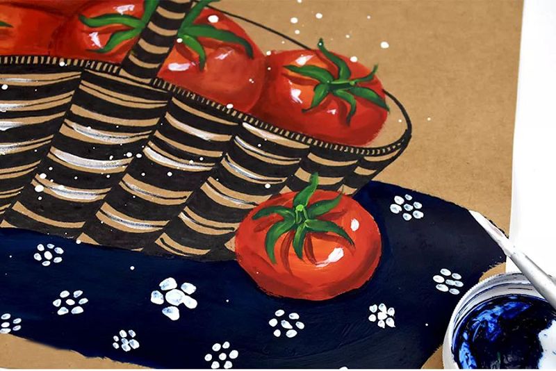 水彩画西红柿