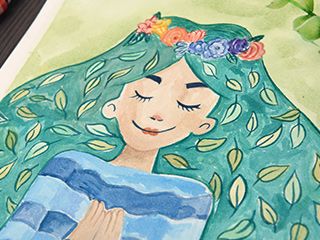 《保护地球妈妈》公益水彩海报手绘教程