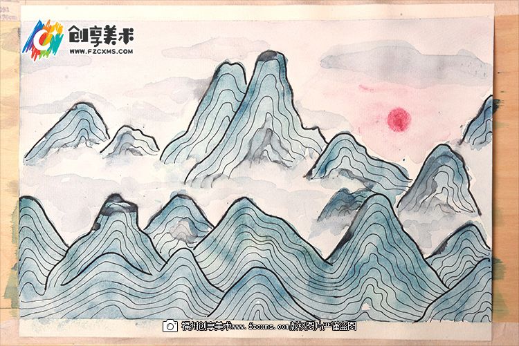 水彩《千里江山图》传统画法教程
