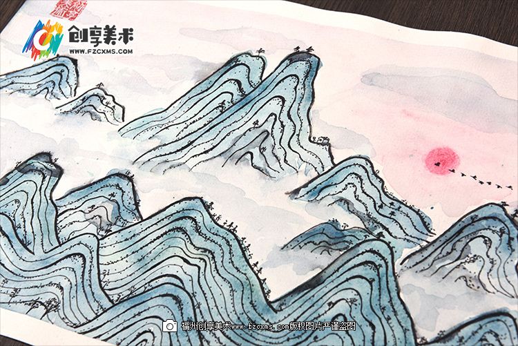 水彩《千里江山图》传统画法教程