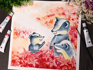 爱给家人系列《三朵花》水彩手绘教程