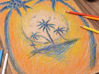 《椰子树》彩铅飞线画法教程